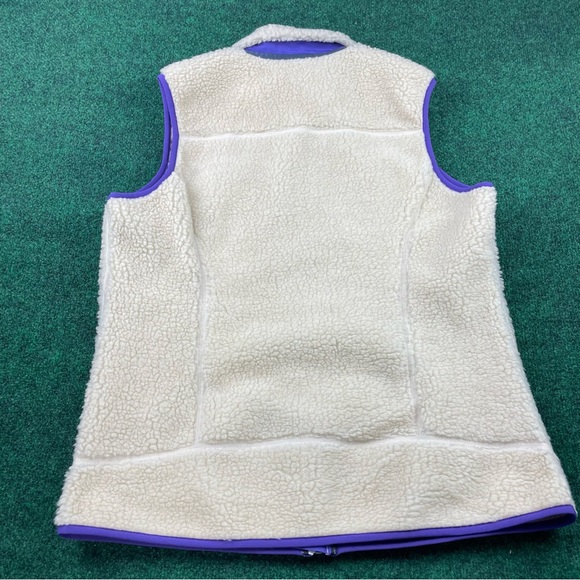 Patagonia Classic Retro-X Deep Pile Fleece Vest Ivory w/ Purple Women’s Large - Picture 8 of 14